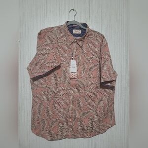 NWT Jachs New York Mens Size 2XL Pink Floral/Leaves Print Button Up Shirt